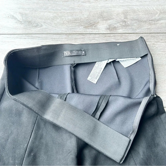 Zara Black Faux Suede Leather  Zip Ankle Pants - Picture 9 of 12